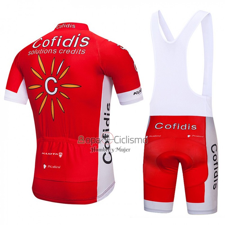 Cofidis Ropa Ciclismo Culotte Corto 2018 Mangas Cortas Rojo y Blanco